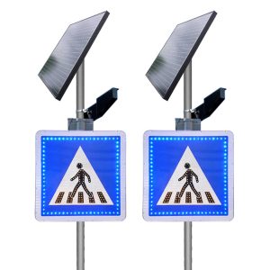 Pedestrian crossing road signs kit with detection system