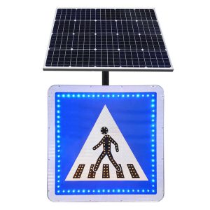 Pedestrian crossing road sign with LEDs
