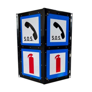Three-sided backlit sign for tunnels