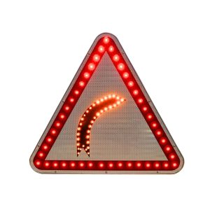 “Right turn” road sign with leds