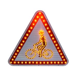 Road Sign with LEDs for cyclists