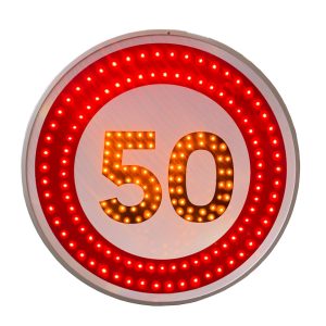 50km/h road sign with LEDs