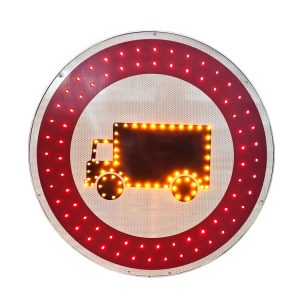 No access for heavy good vehicles road sign with LEDs